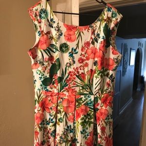 Plus Size Pleated Front Flare Dress